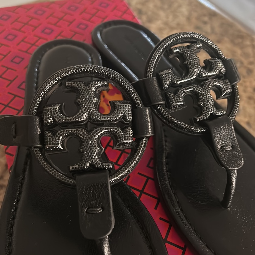 New Tory Burch Miller Pave Leather Sandal - Picture 11 of 13